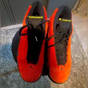 Gently Worn Jordan 14 - Red Suede